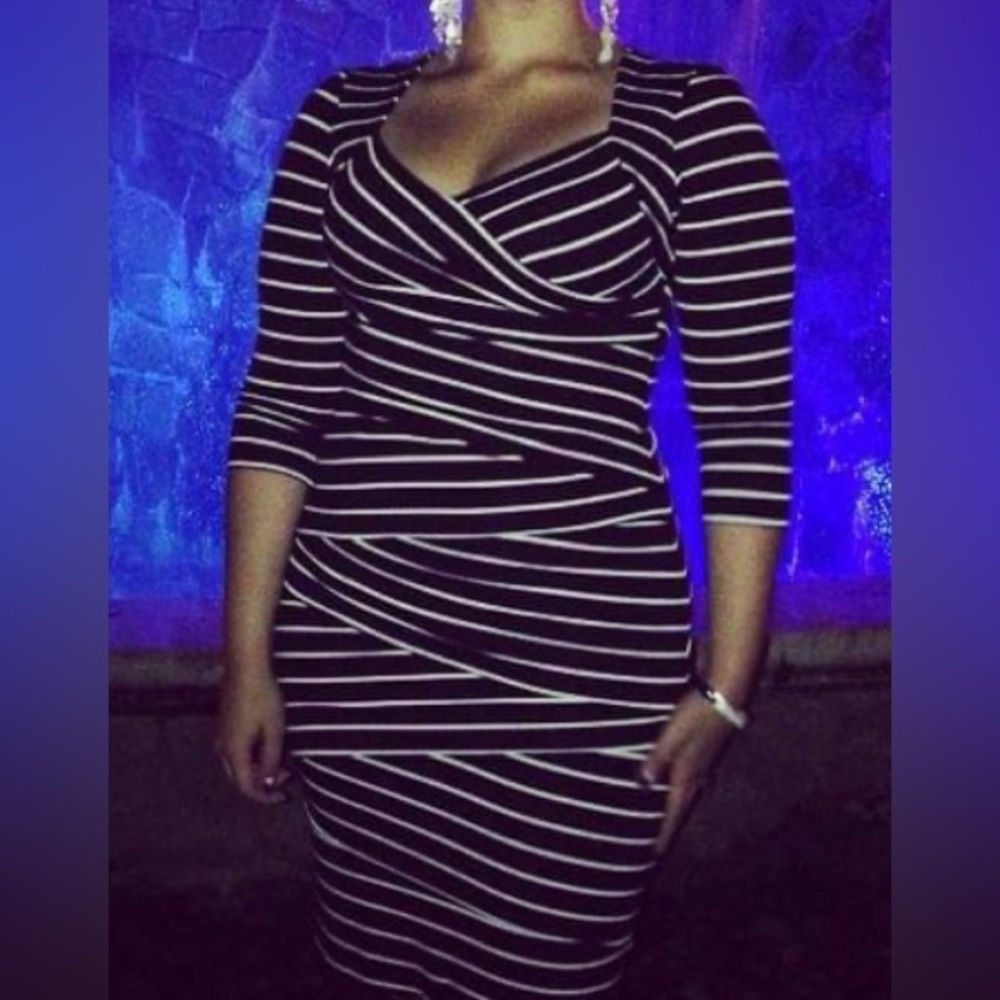 Striped body form dress